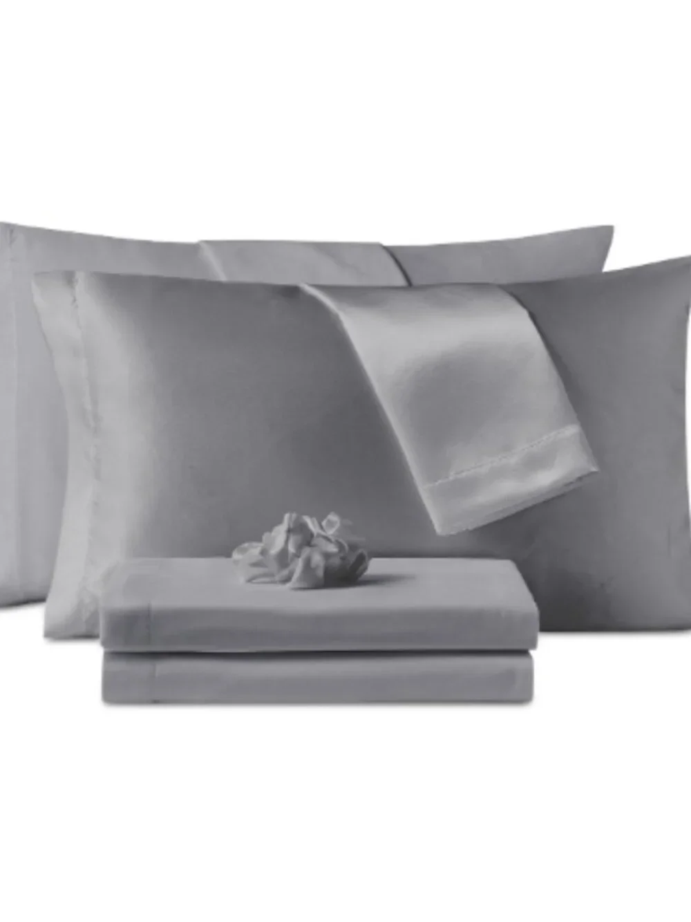 Sanders Microfiber 7-Pc. Sheet Set with Satin Pillowcases and Satin Hair-Tie, Qu